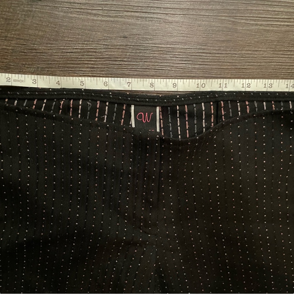 Vintage 90s 2000s Wrapper Wide Leg Dress Pants Jrs Sz 7 Black Embroidered Blocks - Picture 6 of 11